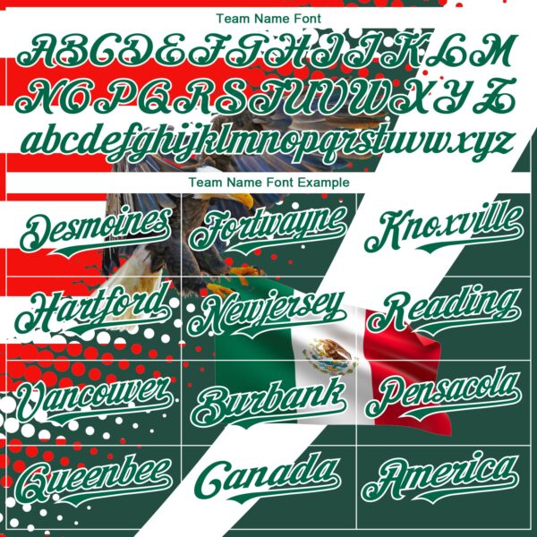 Custom White Red-Kelly Green 3D Mexico Authentic Baseball Jersey