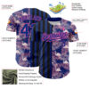 Custom Royal Pink-Black 3D Pattern Design Tropical Palm Leaves And Famingo Authentic Baseball Jersey