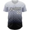 Custom Gray White-Black 3D Pattern Design Gradient Square Shape Authentic Baseball Jersey