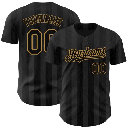 3DPattern4451_b7a5035b-b020-4fdd-b142-4e7c804fe0a0 Custom Black Old Gold 3D Pattern Design Stripes Authentic Baseball Jersey