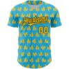 Custom Sky Blue Yellow-Black 3D Pattern Design Duck Authentic Baseball Jersey