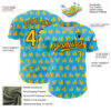 Custom Sky Blue Yellow-Black 3D Pattern Design Duck Authentic Baseball Jersey