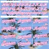Custom Light Blue White-Pink 3D Pattern Design Tropical Hawaii Palm Trees Authentic Baseball Jersey