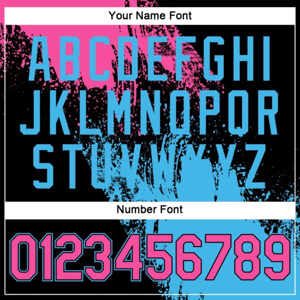 Custom Black Pink-Sky Blue 3D Pattern Design Abstract Brush Stroke Performance T-Shirt