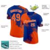 Custom Orange Royal-White 3D Pattern Design Abstract Brush Stroke Performance T-Shirt