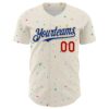 Custom Cream Royal-Red 3D Pattern Design Confetti Authentic Baseball Jersey