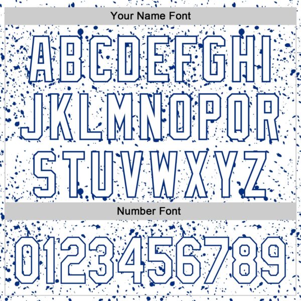 Custom White Royal 3D Pattern Design Abstract Splatter Ink Authentic Baseball Jersey