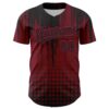 Custom Crimson Black 3D Pattern Design Abstract Shape Authentic Baseball Jersey