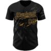 Custom Black Old Gold 3D Pattern Design Lightning Authentic Baseball Jersey