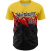 Custom Yellow Black-White 3D Pattern Design Abstract Shape Authentic Baseball Jersey