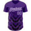 Custom Purple Black-White 3D Pattern Design Abstract Arrow Authentic Baseball Jersey
