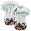 Custom White Kelly Green 3D Pattern Design Animal Butterfly And Flower Authentic Baseball Jersey