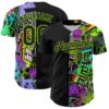Custom Black Neon Green 3D Pattern Design Rave Monster Authentic Baseball Jersey
