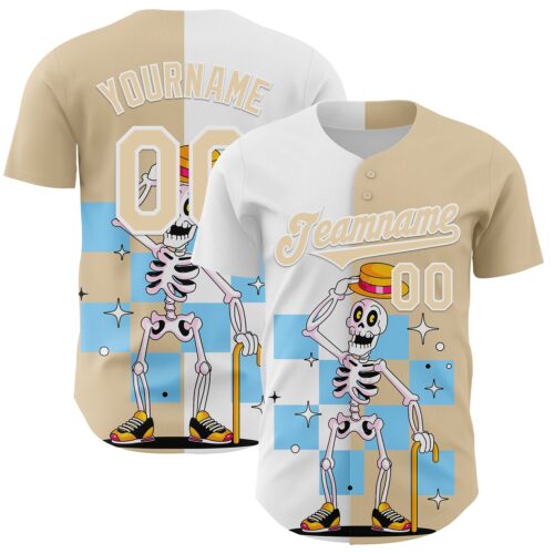 3DPattern4685 Custom City Cream White 3D Pattern Design Rave Skeleton Authentic Baseball Jersey