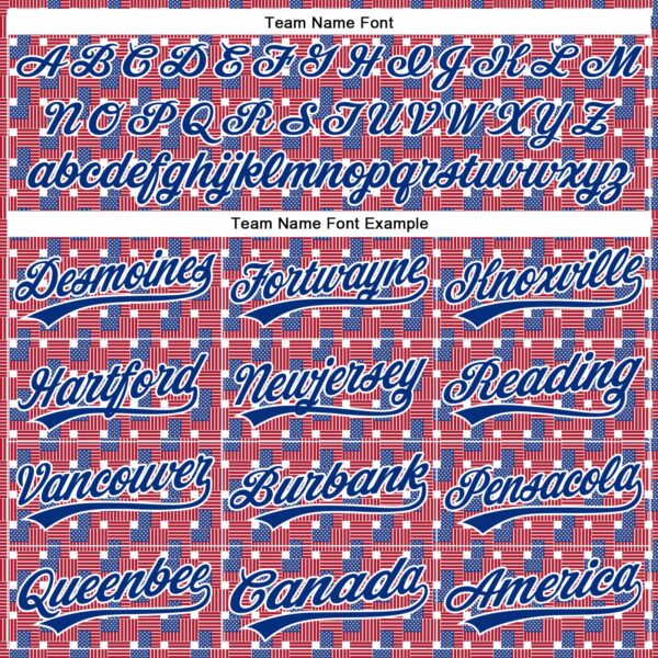 Custom Red Royal-White 3D American Flag Authentic Baseball Jersey