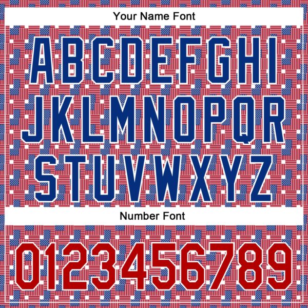 Custom Red Royal-White 3D American Flag Authentic Baseball Jersey