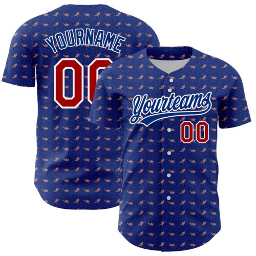 3DPattern4698 Custom Thunder Blue Red-Royal 3D American Flag Authentic Baseball Jersey