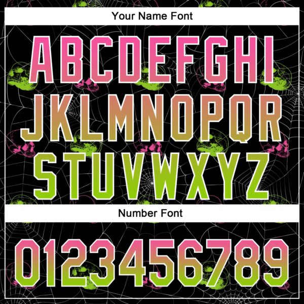 Custom Black Pink-Neon Green 3D Gothic Style Fluorescence Skull Authentic Baseball Jersey