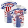 Custom White Red 3D American Flag And Statue of Liberty Authentic Baseball Jersey