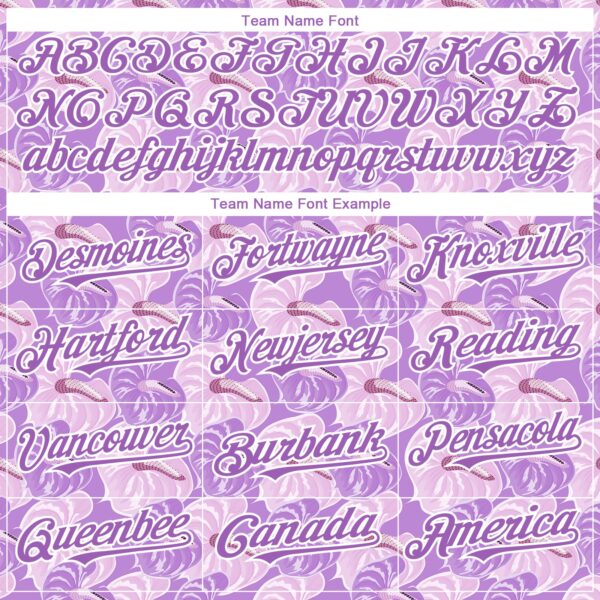 Custom Light Purple White 3D Pattern Design Tropical Anthurium Flower Authentic Baseball Jersey