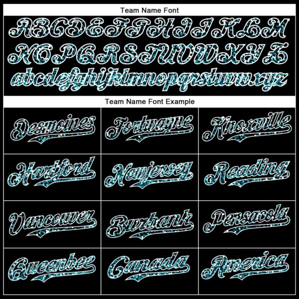 Custom Black Teal-White 3D Pattern Design Abstract Colorful Glittering Dot Authentic Baseball Jersey