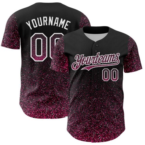 3DPattern4788 Custom Black Pink-White 3D Pattern Design Abstract Colorful Glittering Dot Authentic Baseball Jersey