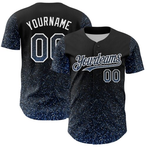 3DPattern4790 Custom Black Light Blue-White 3D Pattern Design Abstract Colorful Glittering Dot Authentic Baseball Jersey