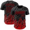 Custom Black Red 3D Pattern Design Flame Authentic Baseball Jersey