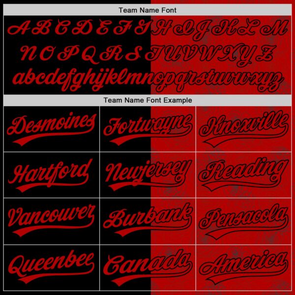 Custom Red Black 3D Pattern Design Gothic Style Rose Authentic Baseball Jersey