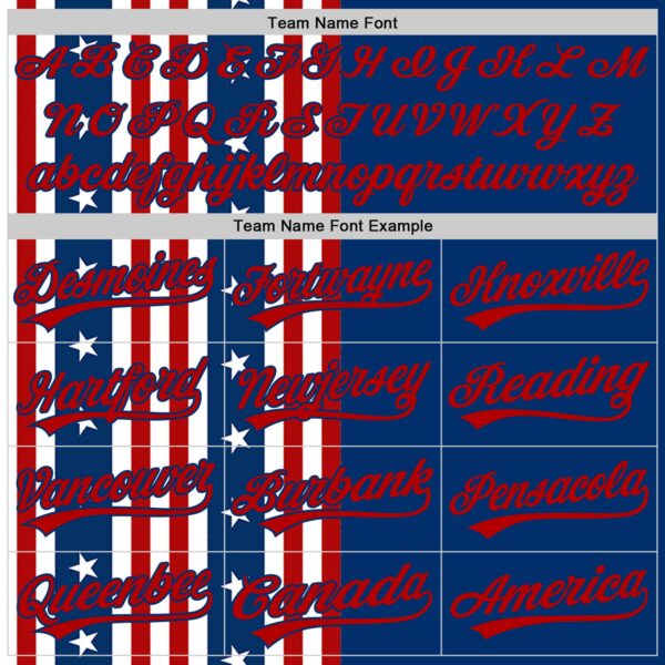 Custom US Navy Blue Red 3D American Flag And Star Authentic Baseball Jersey