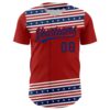 Custom Red US Navy Blue 3D American Flag And Star Authentic Baseball Jersey