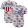 Custom White Red-Royal 3D Pattern Design Star Authentic Baseball Jersey