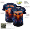 Custom Navy Orange-White 3D Pattern Design Rave Phoenix Authentic Baseball Jersey