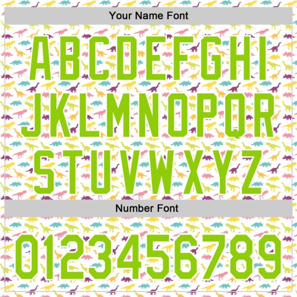 Custom White Neon Green 3D Pattern Design Animal Dinosaur Authentic Baseball Jersey