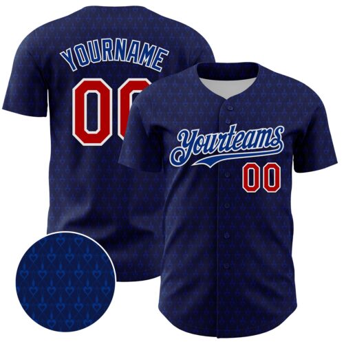 3DPattern5065 Custom Navy Red-Royal 3D Pattern Design Hearts Authentic Baseball Jersey