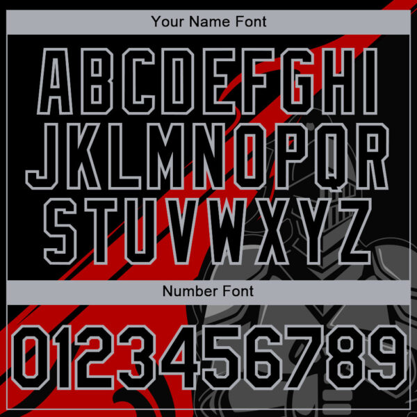 Custom Black Red-Gray 3D Pattern Design Knight Hero Art Authentic Baseball Jersey