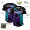 Custom Black Purple-Teal 3D Pattern Design Knight Hero Art Authentic Baseball Jersey