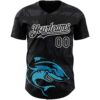 Custom Black White 3D Pattern Design Animal Shark Authentic Baseball Jersey