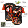 Custom Black White-Orange 3D Pattern Design Football Helmet And Animal Claw Authentic Baseball Jersey