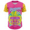 Custom Pink Ice Blue Medium Purple-Light Yellow 3D Pattern Design Football Skull Helmet Authentic Baseball Jersey