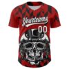 Custom Red White-Black 3D Pattern Design Football Skull Helmet Authentic Baseball Jersey