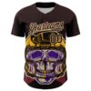 Custom Brown Cream 3D Pattern Design Football Skull Helmet Authentic Baseball Jersey