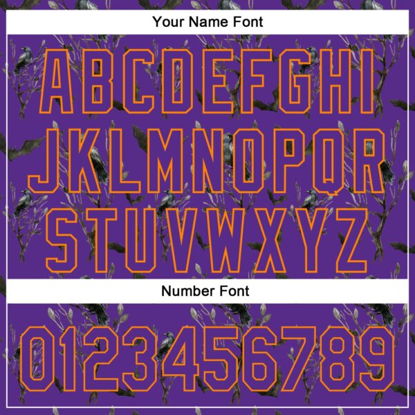 Custom Purple Bay Orange 3D Pattern Halloween Authentic Baseball Jersey