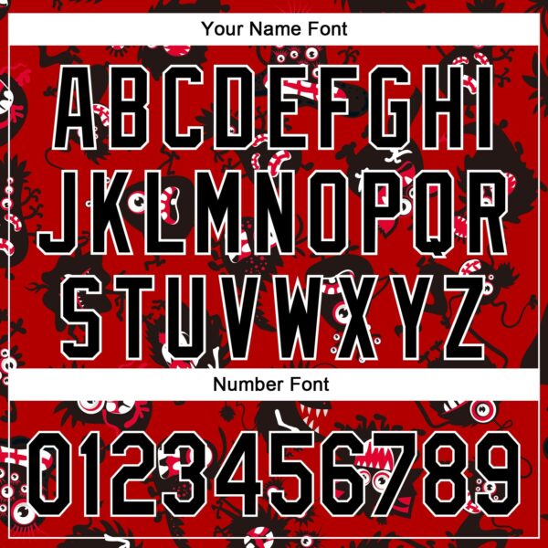 Custom Red Black-White 3D Pattern Halloween Authentic Baseball Jersey