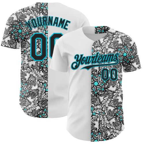 3DPattern5240 Custom White Black-Lakes Blue 3D Pattern Design Vintage Tattoos Authentic Baseball Jersey