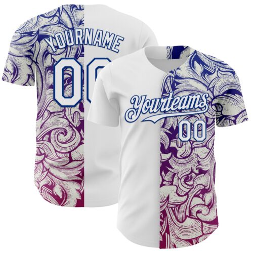 3DPattern5241 Custom White Royal 3D Pattern Design Vintage Tattoos Authentic Baseball Jersey