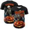 Custom Black Orange 3D Halloween Authentic Baseball Jersey