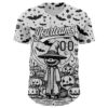 Custom White Black 3D Halloween Authentic Baseball Jersey