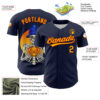 Custom Navy Gold-Red 3D Halloween Authentic Baseball Jersey