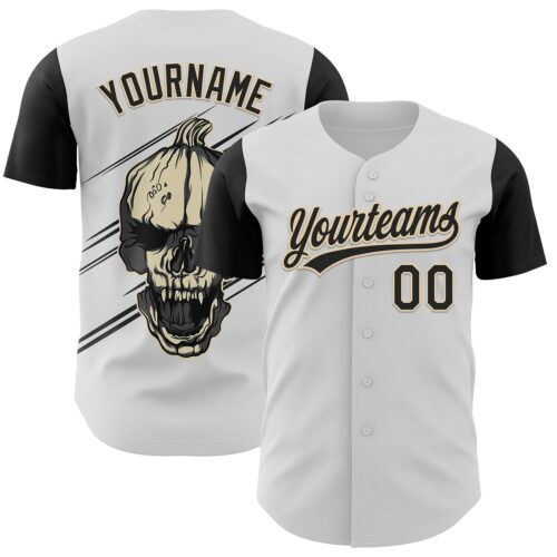 3DPattern5264 Custom White Black-City Cream 3D Halloween Authentic Baseball Jersey